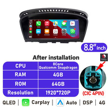 Cargar imagen en el visor de la galería, Eunavi 8.8&#39;&#39; IPS Android Car Radio For BMW 5 Series E60 E61 E63 E64 E90 E91 Multimedia Player Stereo CarPlay GPS Navigation 4G