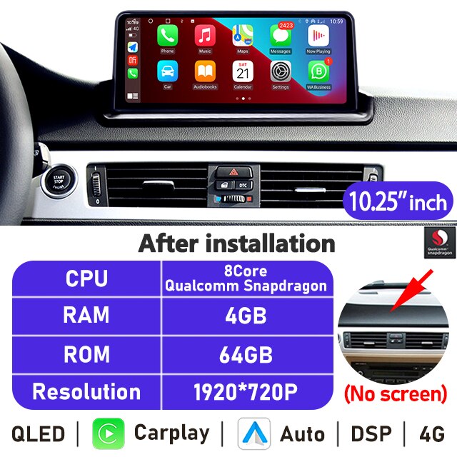 Eunavi 10.25''/12.3'' Android 10 Car Radio Stereo For BMW 3 Series E90 E91 E92 E93 2006-2012 Multimedia Player CarPlay GPS DSP