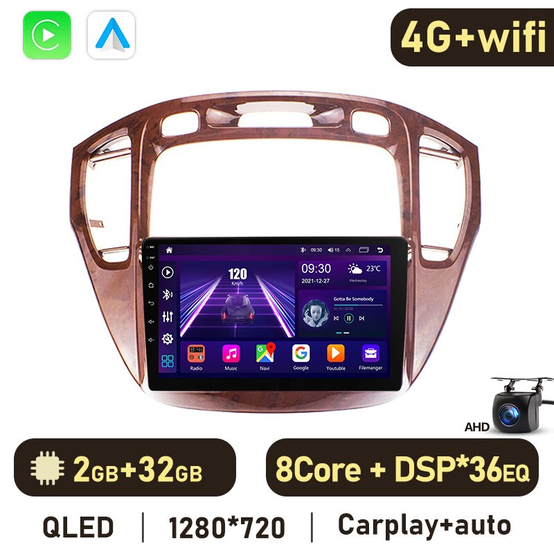 Eunavi 4G 2DIN Android Auto Radio GPS For Toyota Highlander 1 XU20 Kluger 2001-2007 Car Multimedia Video Player Carplay 2 Din