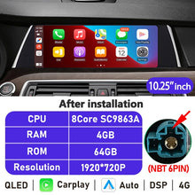 Laden Sie das Bild in den Galerie-Viewer, Eunavi 10.25&#39;&#39; Android 10 Car Radio Stereo For BMW 5 Series GT F07 2010-2017 CIC NBT System Multimedia Player CarPlay GPS No DVD