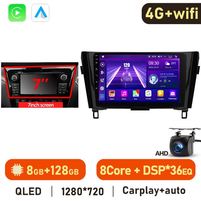 Eunavi 2 Din Android Auto Car Multimedia Player For Nissan Qashqai J11 X-Trail 3 T32 2013-2017 Auto Radio QLED Screen 4G GPS DVD