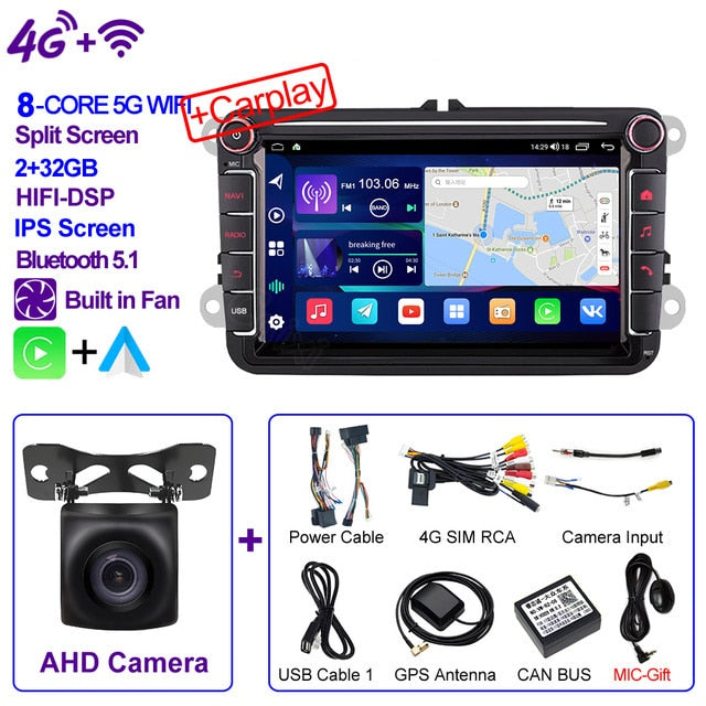 Eunavi Android 11 Car Video Player CARPLAY For VW Volkswagen Passat B7 B6 Golf Touran Polo Tiguan Jetta GPS Navigation Stereo