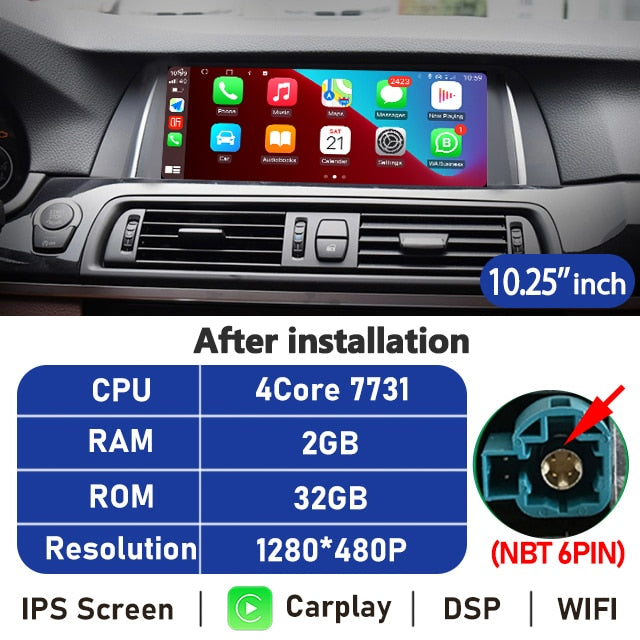 Eunavi 10.25''/12.3'' Android Car Radio Stereo For BMW 5 Series F10 F11 2010-2016 CIC NBT System Multimedia Player CarPlay GPS