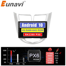 Cargar imagen en el visor de la galería, Eunavi 2 din android 10 car radio GPS for Hyundai Solaris Verna Accent 2010-2018 multimedia stereo navigation TDA7851 WIFI