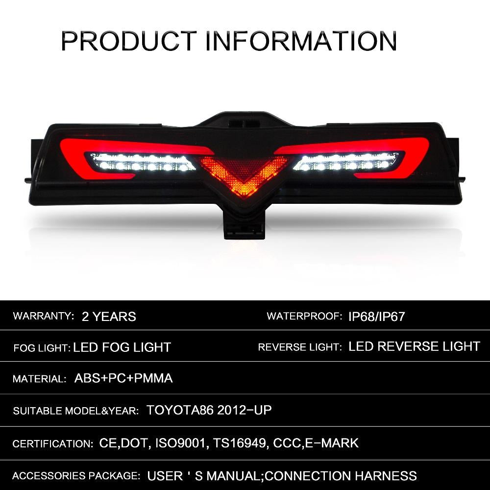 VLAND Car Accessories Fog Reverse Light For Toyota GT86 2012-2018 Subaru BRZ Scion FRS Bumper Light Fog Light Kit