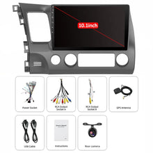 Cargar imagen en el visor de la galería, Eunavi 4G+64G 2 DIN Car Radio Multimedia Player For Honda Civic 2006-2011 4G Tablet PC 10.1 inch Screen Navigator GPS Android 10