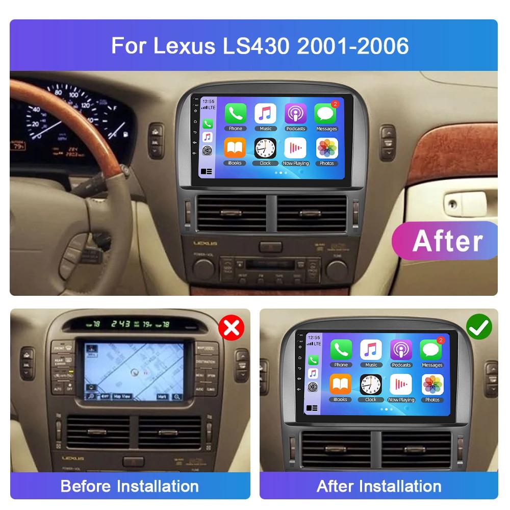 Eunavi Android 11 7862c Car Radio DSP Multimedia Player For Lexus Ls430 2001-2006 Autoradio Video QLED Screen GPS Navigation 4G