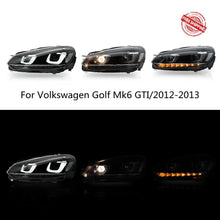 Cargar imagen en el visor de la galería, VLAND Headlamp Car Headlight Assembly For Volkswagen Golf Mk6 GTI/2012-2013 RHD/LHD Light Moving Turn Signal Dual Beam Lens