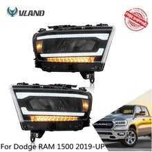 Laden Sie das Bild in den Galerie-Viewer, Vland Car Lamp Assembly For Dodge RAM 1500 2019-UP Hedalamp Full LED DRL Front Headlights With Sequential Yellow Turn Signal