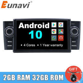 Eunavi 7'' 1 Din Car radio stereo Multimedia Android 10 gps player For Fiat/Grande/Punto/Linea 2007-2012 navigation headunit