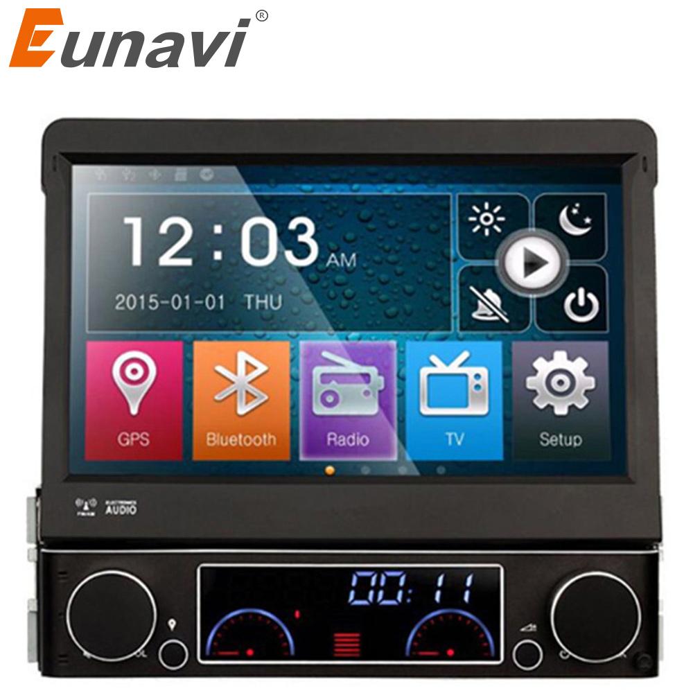 Eunavi Single 1 Din 7" Universal Touch screen Car DVD Player Car radio With GPS Navi Autoradio Stereo Car Audio  TV Bluetooth