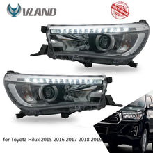 Cargar imagen en el visor de la galería, VLAND Headlamp Car Headlights Assembly for Toyota Hilux 2015 2016 2017 2018 2019 Headlight with moving turn signal Dual Beam Len