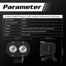 Cargar imagen en el visor de la galería, A Pillar Work Lights Headlights Cars LED Off Road Motorcycle Spotlight Lamps for Outdoor Personal Car Accessories