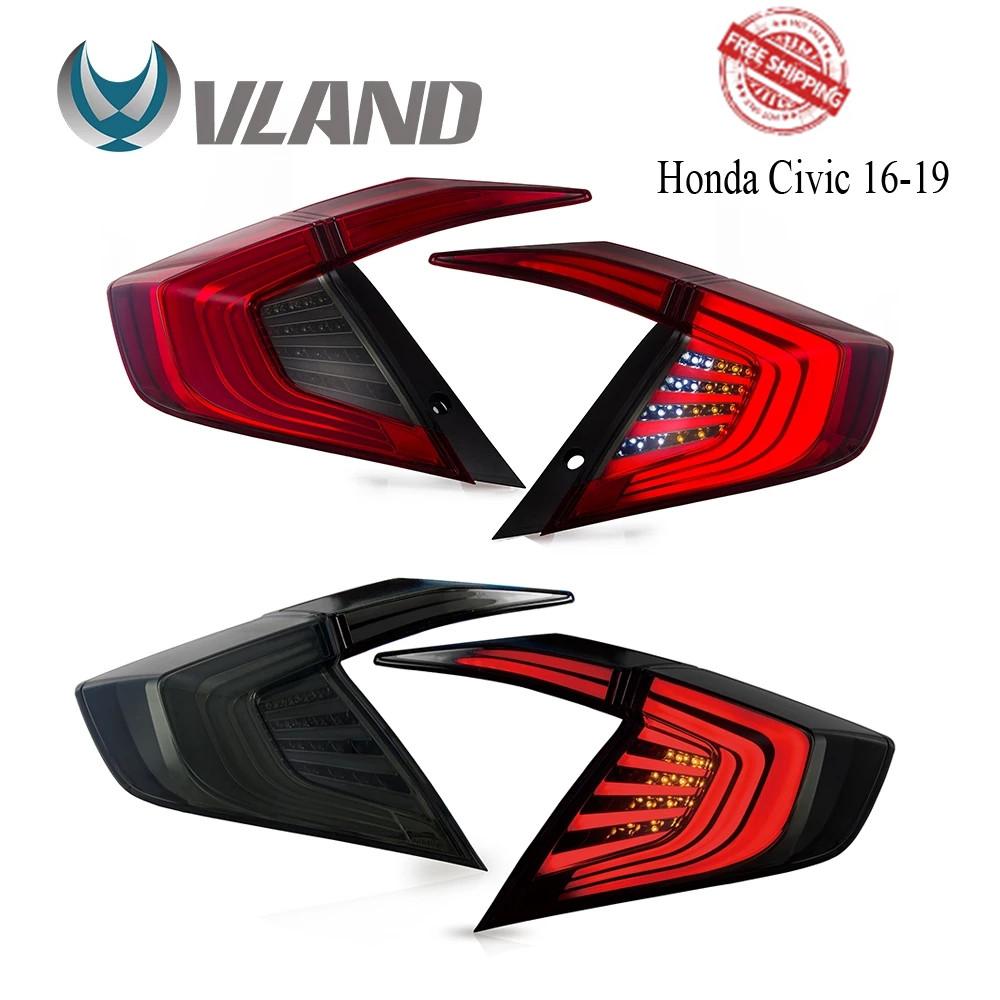 VLAND Tail lights Assembly for Honda Civic 10 Gen 2016-2019 Taillights Tail Lamp with Turn Signal Reverse Lights DRL light