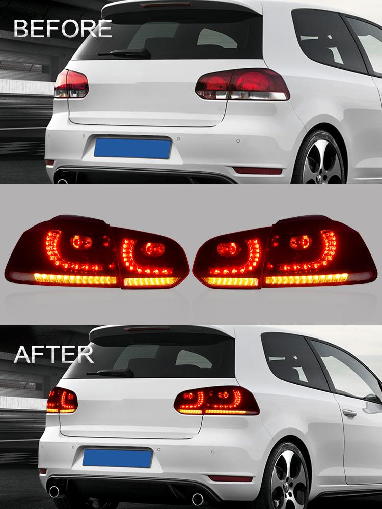 Akcesoria samochodowe VLAND LED tylne światła montażowe na lata 2008-2013 Volkswagen GOLF 6 MK6 GTI 2012-2013 Golf R lampa tylna pełna LED DRL