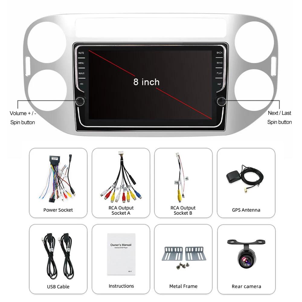 Eunavi 2 DIN Android Car Radio Audio GPS For Volkswagen VW Tiguan 1 NF 2006-2016 Multimedia Video Player Navigation DSP 4G 64GB