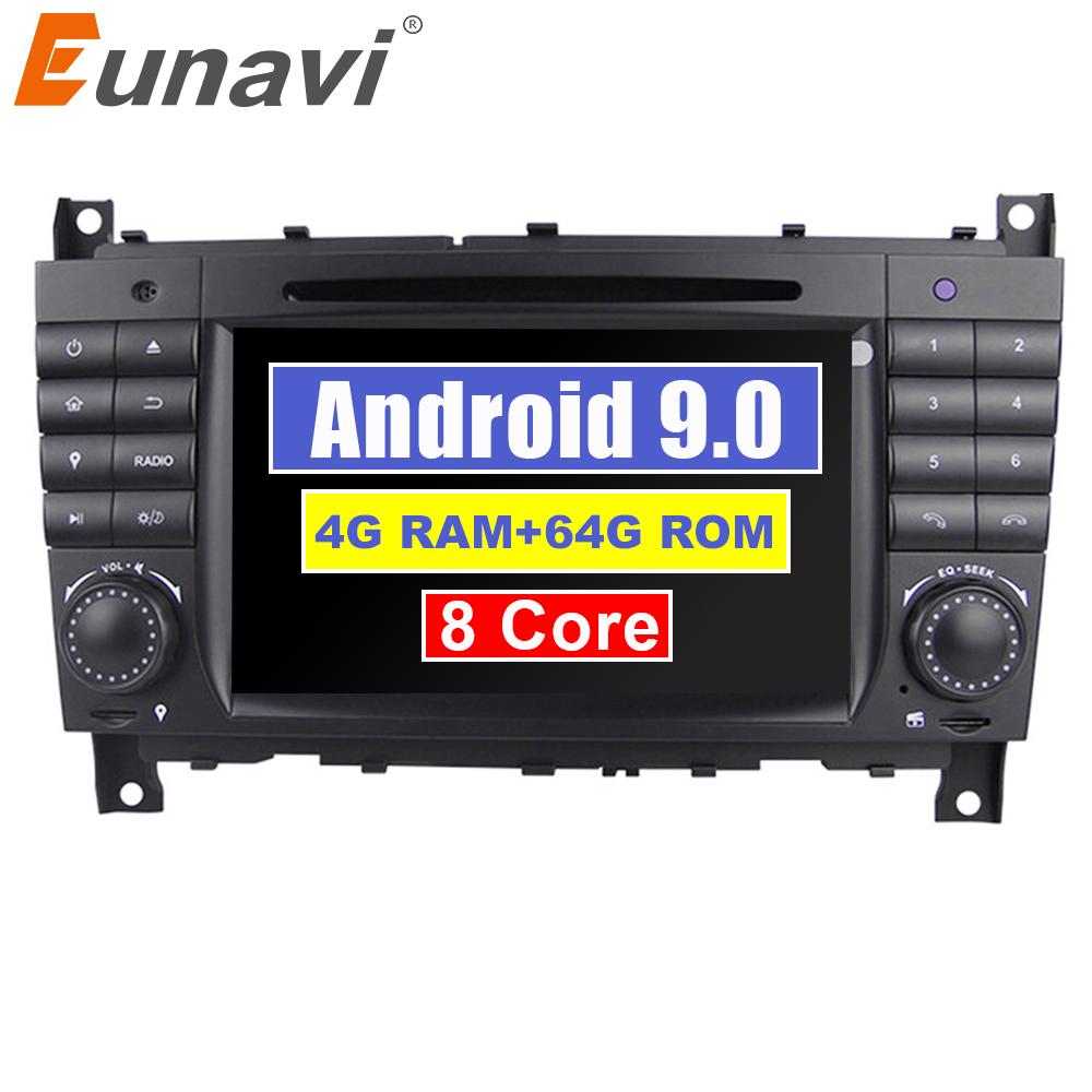 Eunavi 8 Cores 2 Din Android 9 Autoradio DVD GPS für Mercedes / Benz W203 W209 W219 W169 A160 C180 C200 C230 C240 CLK200 CLK22 DSP