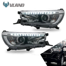 Załaduj zdjęcie do przeglądarki galerii, VLAND Headlamp Car Headlights Assembly for Toyota Hilux 2015 2016 2017 2018 2019 Headlight with moving turn signal Dual Beam Len