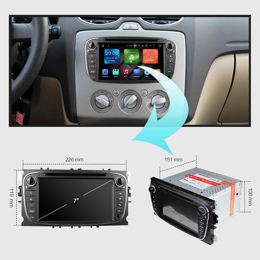 Eunavi 2 Din Car Multimedia DVD radio Player for Ford Focus II Mondeo S-Max C-MAX Galaxy 7'' Android 9 4G 64GB TDA7851 8 cores