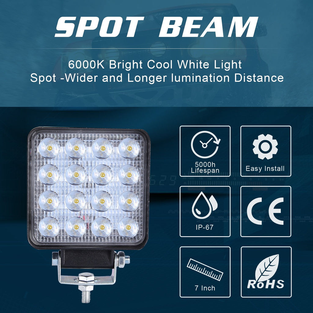 Square Ultra-thin 160W Off-road Vehicle Spotlight LED Work Light Spot Flood LED Light Bar LED Light