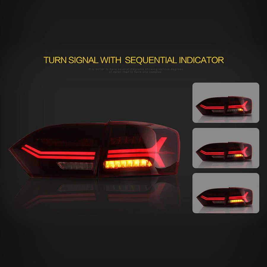 Full LED Dynamic Tail Lights Cherry Red Lens IP67 Waterproof Fit for MK6 2011 2012 2013 2014 YAB-ST-0215AH Car Styling