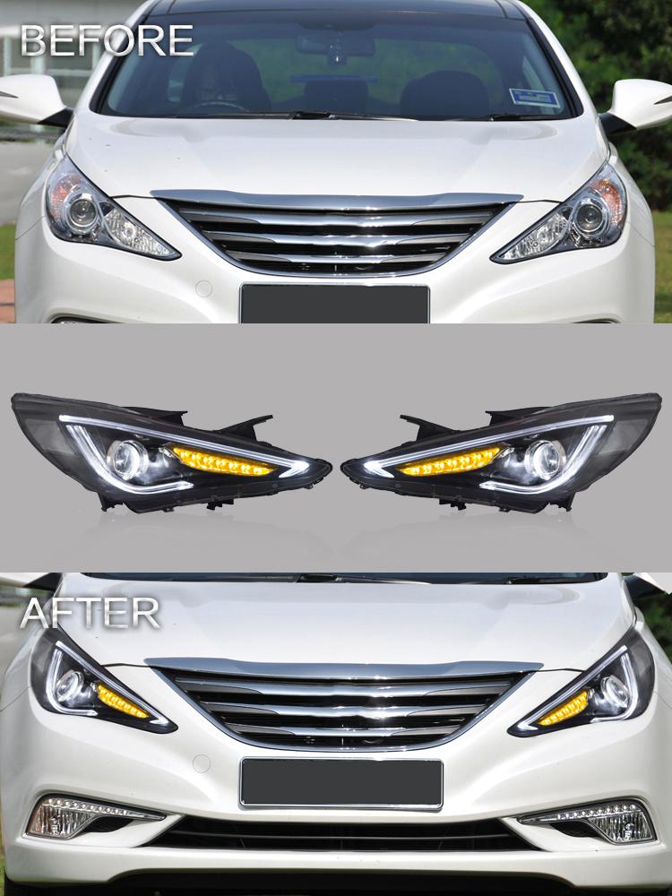 VLAND Headlamp Car Headlight Assembly for Hyundai Sonata 2011 2012 2013 2014 Head light with demon eye