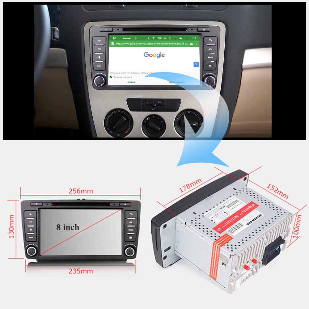 Eunavi 2 din Android 9.0 samochodowy odtwarzacz multimedialny dla Skoda Octavia 2014 2015 A7 2din radio samochodowe stereo dvd nawigacja GPS tda7851