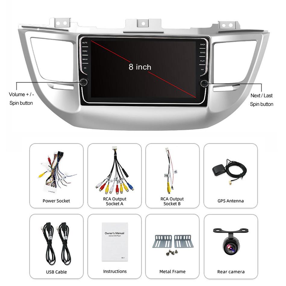 Eunavi Android system car multimedia radio player for Hyundai Tucson IX35 2014-2016 gps navigation headunit 4G 64GB no 2 din dvd