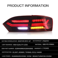 Cargar imagen en el visor de la galería, VLAND Tail Lights Assembly For 2012-2019 Volkswagen Jetta Sagitar 6th Generation Tail Lamp For Sedan Sequential Turn Signal