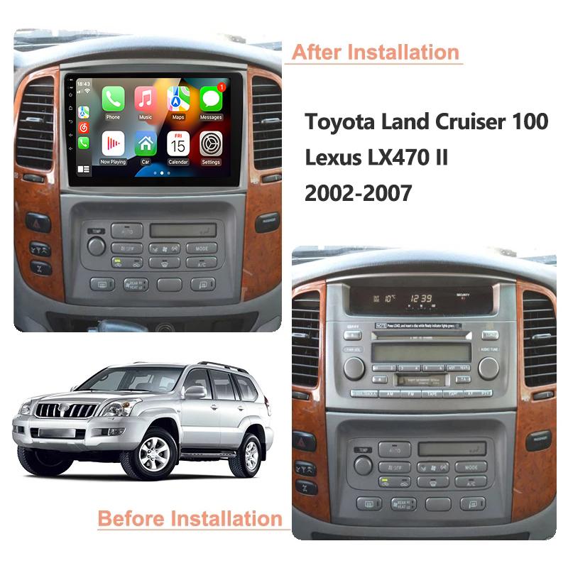 Eunavi 7862 4G 2DIN Android Radio GPS For Toyota Land Cruiser 100 For Lexus LX470 2002-2007 Car Multimedia Video Player Carplay