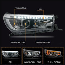 Załaduj zdjęcie do przeglądarki galerii, VLAND Headlamp Car Headlights Assembly for Toyota Hilux 2015 2016 2017 2018 2019 Headlight with moving turn signal Dual Beam Len