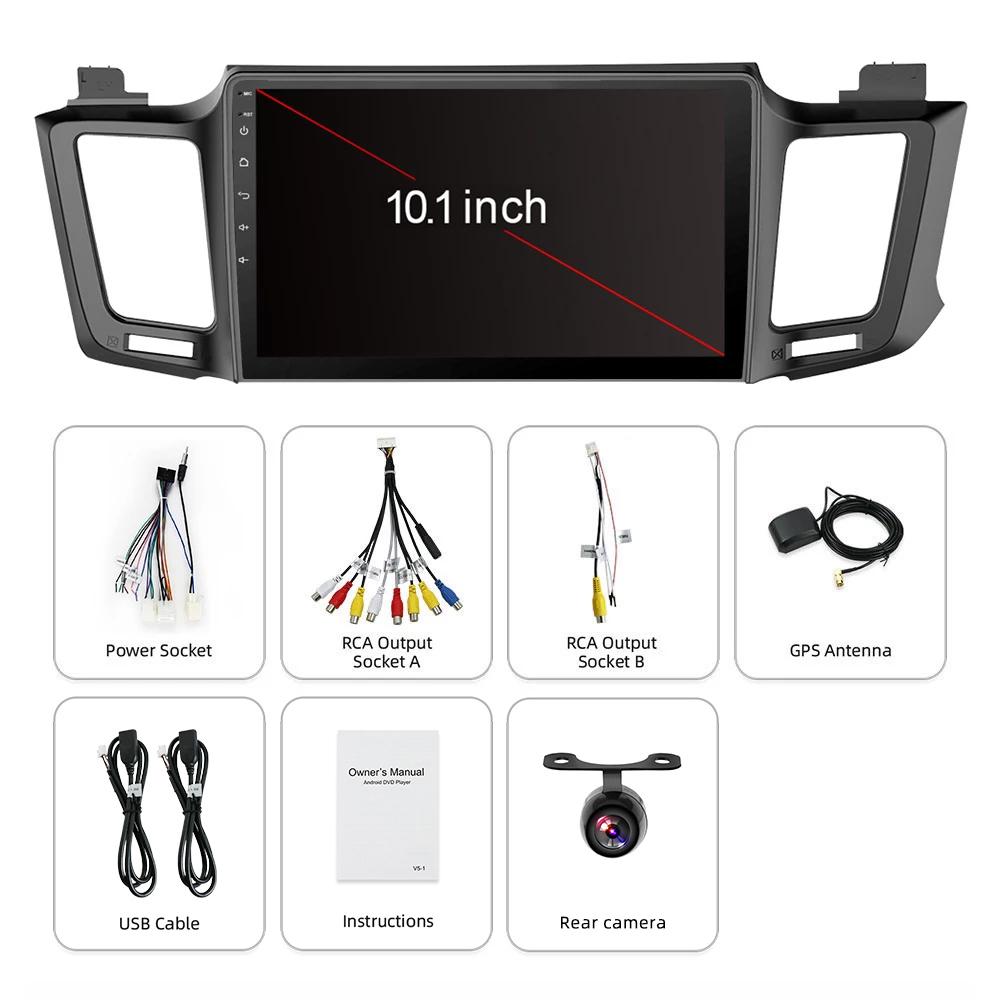 Eunavi Android 10 Autoradio For Toyota RAV4 2013 2014 2015 - 2018 Car Radio Multimedia Video Player GPS Navi 4G 64G No 2 din DVD