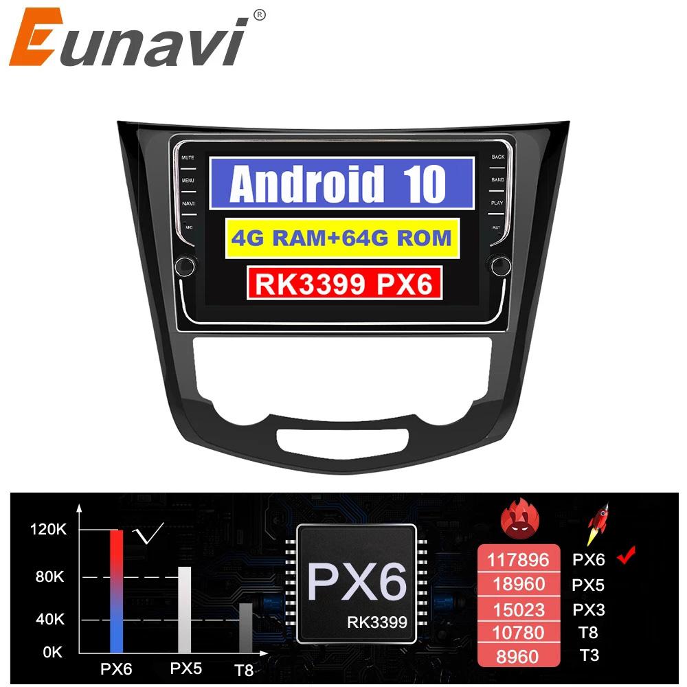 Eunavi 9'' Android 10 Car GPS Radio for Nissan X-Trail Qashqail 2014-2017 Navigation Stereo Multimedia Player 4G 64G NO DVD