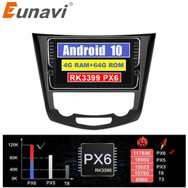 Eunavi 9 ''Android 10 radio samochodowe z gps-em dla Nissan x-trail Qashqail 2014-2017 nawigacja stereo odtwarzacz multimedialny 4G 64G bez DVD