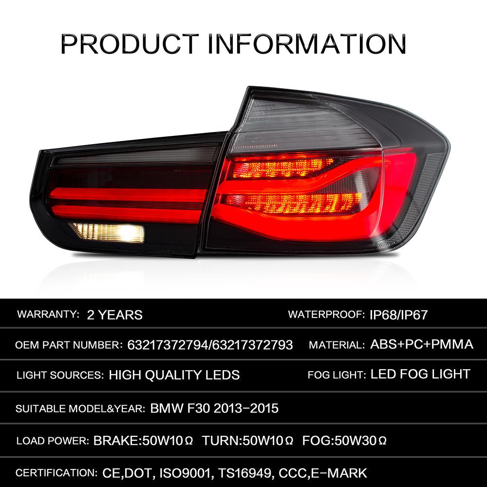 Szybka dostawa VLAND tylne światła montażowe dla 12-18 BMW serii 3 F30 F80 2013-2018 tylna lampa led z kierunkowskazem światła cofania