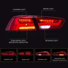 Charger l&#39;image dans la galerie, VLAND Tail Lights Assembly For Mitsubishi Lancer EVO X 2008-2019 RED Tail Lamp Assembly With Sequential Turn Signal Full LED