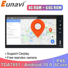 Eunavi 4G DSP Car Multimedia Player Auto Radio Audio GPS navigation Android 10 2 Din 7'' Touch screen Bluetooth RDS 64GB USB
