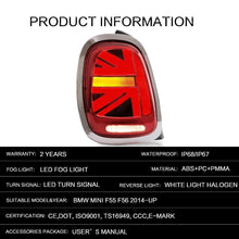 Laden Sie das Bild in den Galerie-Viewer, VLAND Tail Lights Assembly For BMW MINI Cooper F55 F56 F57 2014-2020 Tail Lamp With Turn Signal Reverse Lights LED DRL Light