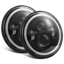 Cargar imagen en el visor de la galería, New 7 Inch Led Headlight H4 DRL Round 7&#39;&#39; Headlights With Yellow &amp; White Angel Eye For Jeep Wrangler Lada Niva 4x4 200W