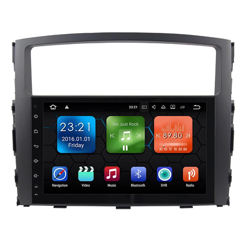 Eunavi 2 Din 9'' Quad Core Android 9.0 Car Radio Stereo Player GPS Navigation for MITSUBISHI PAJERO V97 2006-2015 1024*600 HD