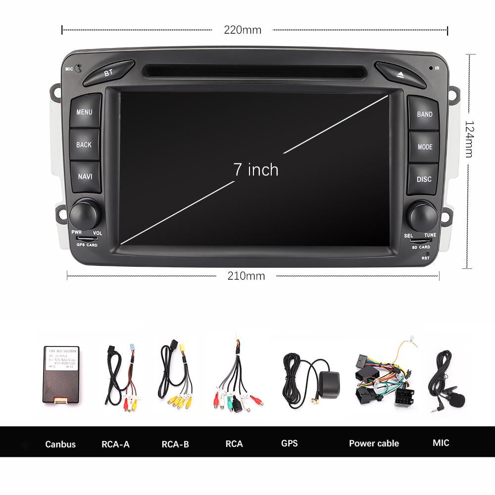 Eunavi 2 Din 7'' Android 10 Car DVD For Mercedes Benz CLK W203 W208 W209 W210 W463 Vito Viano 2din auto radio stereo with dsp