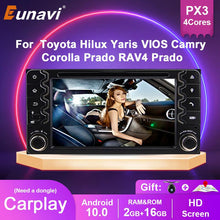 Załaduj zdjęcie do przeglądarki galerii, Eunavi Android 9.0 2 DIN Car Radio DVD GPS Multimedia For Toyota Hilux Yaris VIOS Camry  Corolla Prado RAV4 Prado 2003 - 2008