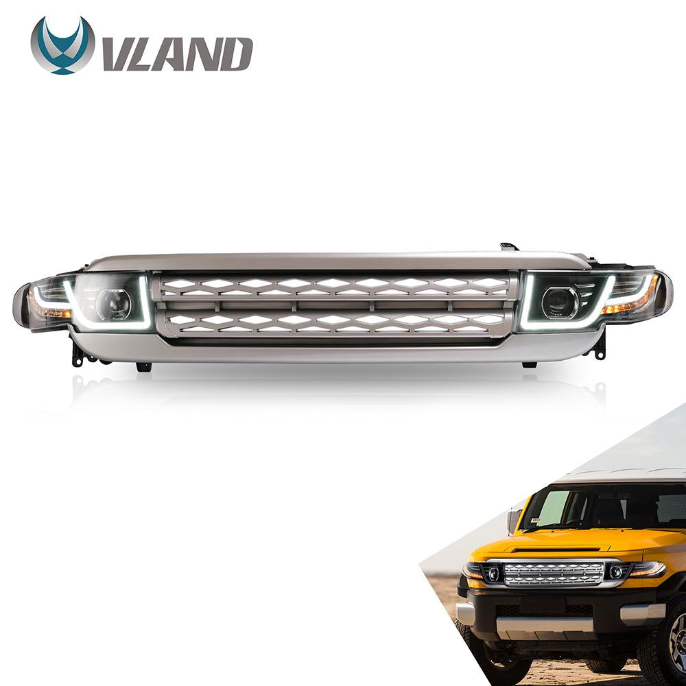 VLAND Headlamp Car Headlights Assembly For Toyota FJ Cruiser 2007-2014 Headlight LED DRL With Moving Turn Signal Dual Beam Lens