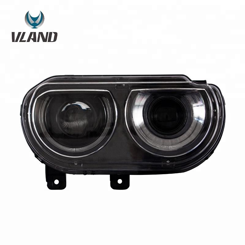 VLAND Headlamp Car Headlights Assembly For Dodge Challenger 2008-2014 Head Light Moving Turn Signal Light DRL Dual Beam Lens