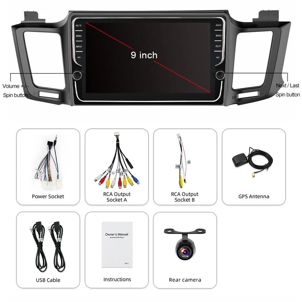 Eunavi Android Car Radio Multimedia Player For Toyota RAV4 RAV 4 2013-2018 Video Audio WiFi Navigation GPS touch screen 4G+64G