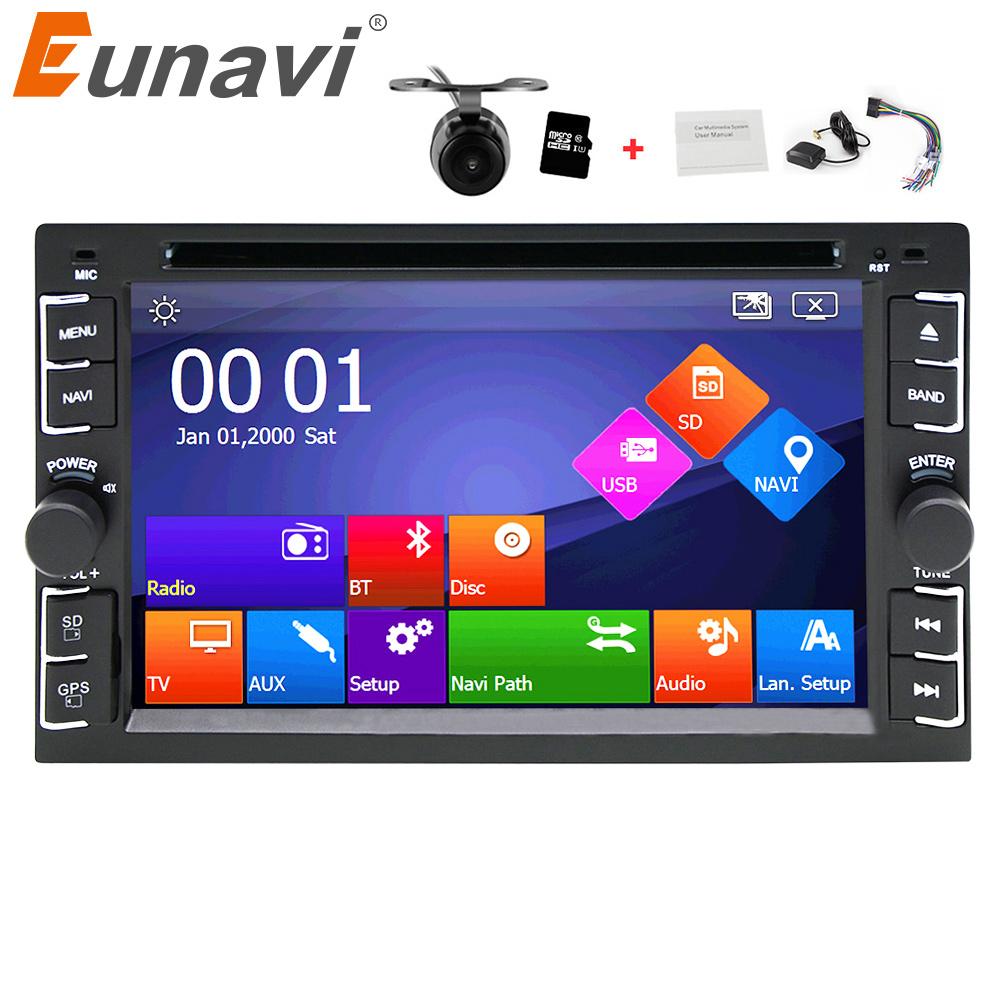 Eunavi 2 din multimedia universal car dvd radio player gps navigation tape recorder autoradio cassette stereo with free map card