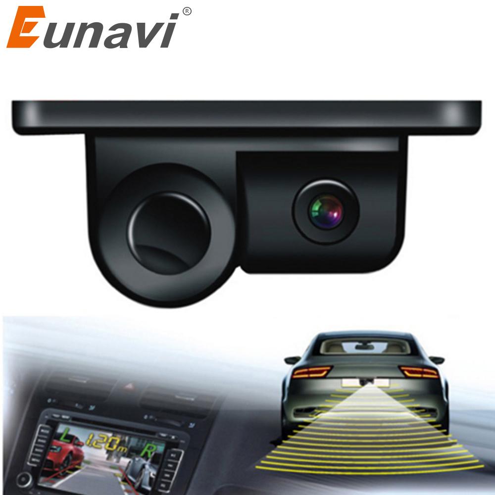 Parktronic Eunavi 2 in 1 Car Parking Sensors Rear View Backup Camera Universal High Clear Night For Vision Reversing Radar