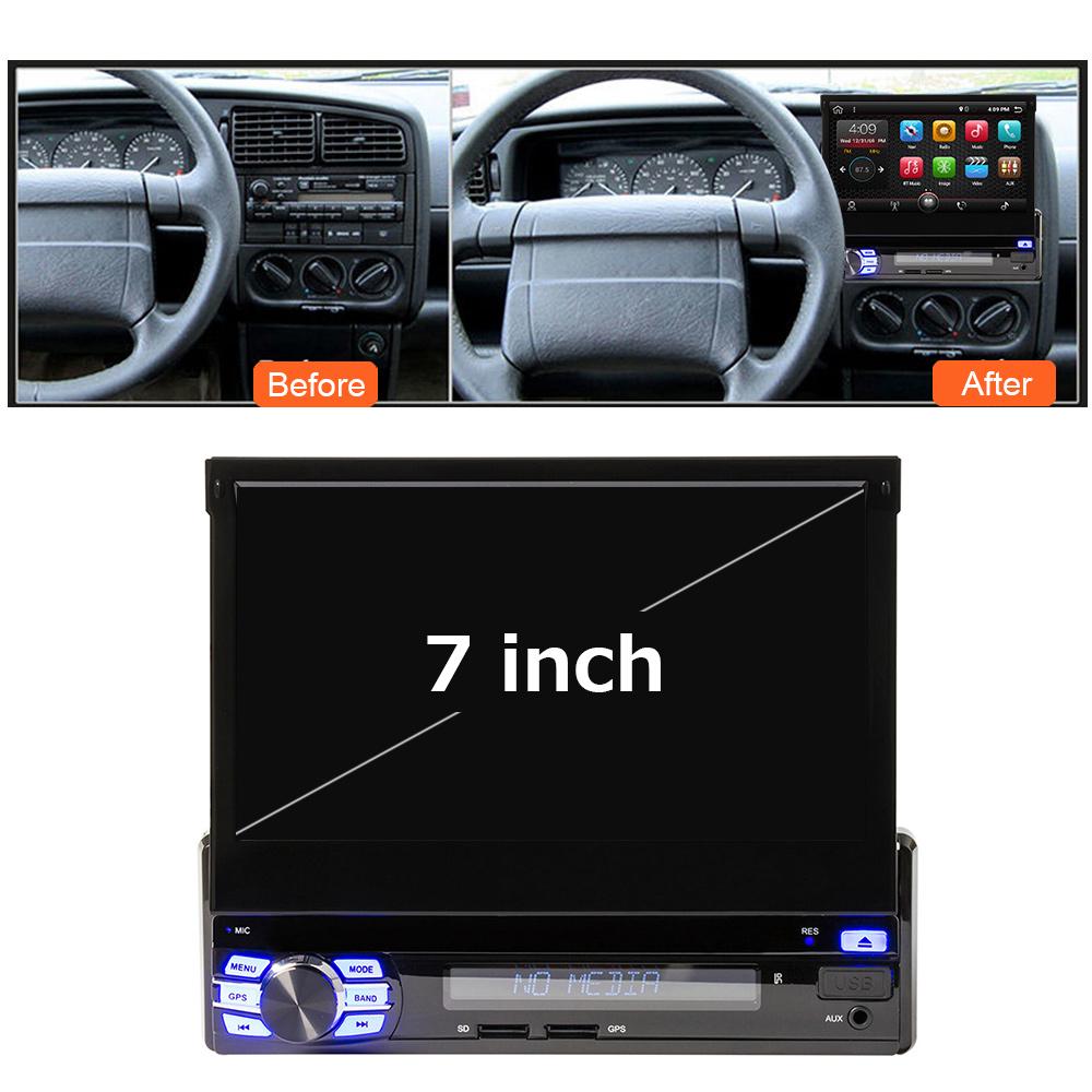 Eunavi Single 1 Din 7" Android 7.1 Quad core Car PC Radio Stereo GPS Navigation Universal 1024*600 HD Head Unit Wifi USB NO DVD