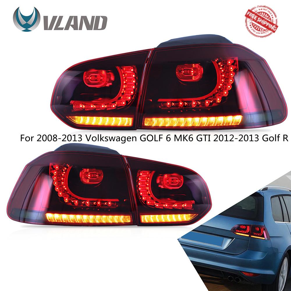 Akcesoria samochodowe VLAND LED tylne światła montażowe na lata 2008-2013 Volkswagen GOLF 6 MK6 GTI 2012-2013 Golf R lampa tylna pełna LED DRL