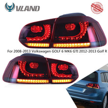 Cargar imagen en el visor de la galería, VLAND Car Accessories LED Tail Lights Assembly For 2008-2013 Volkswagen GOLF 6 MK6 GTI 2012-2013 Golf R Tail Lamp Full LED DRL